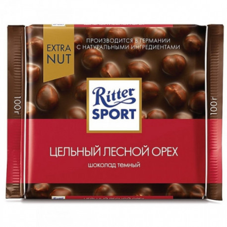Шоколад Ritter Sport горький с цельный орех 100 грамм