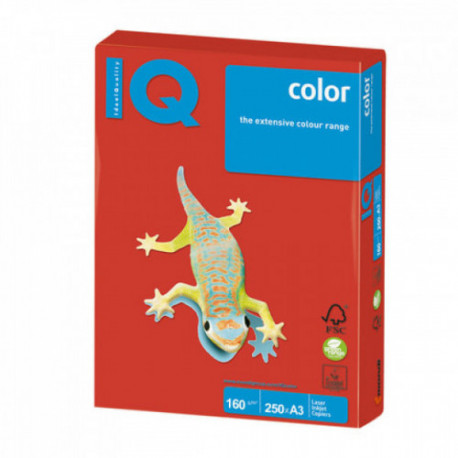 Бумага IQ color, А3, 160 г/м2, 250 л., интенсив, кораллово-красная, CO44