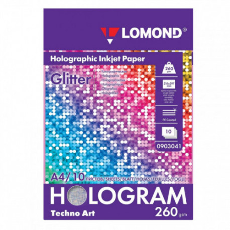 Дизайн-бумага LOMOND с голографическими эффектами ("блеск"), А4, 260 г/м2, 10 листов, односторонняя, 0903041