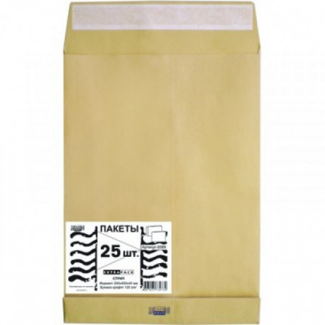 Пакет крафт E4 стрип Extrapack 300х400х40 мм 120 г 25 штук в упаковке