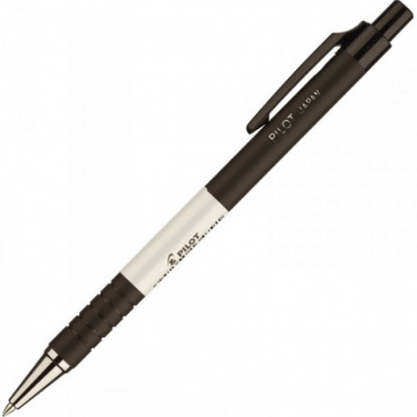 Ручка шариковая автоматическая, синяя, 0,22 мм, 0,7 мм, рифление, масляная, корпус прорезиненный черный, круглый, Pilot BPRK-10M