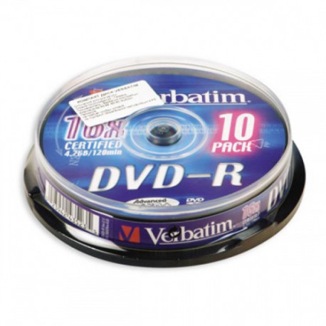 Носители информации Verbatim DVD-R 4,7Gb 16х Cake 10 штук