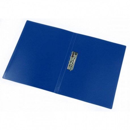 Папка с металлическим зажимом в середине синяя пластик 0.40 мм А4