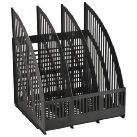 Лоток вертикальный для бумаг СТАММ "Line", ширина 250 мм, 3 отделения, сетчатый, сборный, черный, ЛТ454