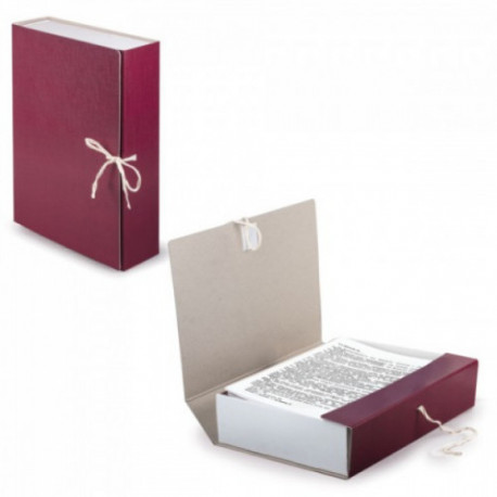 Короб архивный STAFF, 8 см, 100% покрытие бумвинил, 2 х/б завязки, до 700 л., бордовый, 126900