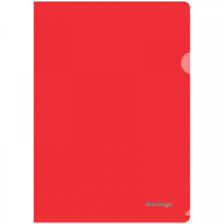 Папка-уголок прозрачная  Berlingo красная, А4, пластик 180мкм