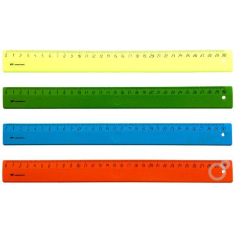 Линейка 30 см, пластик, флюоресцентная, не прозрачная, WORKMATE