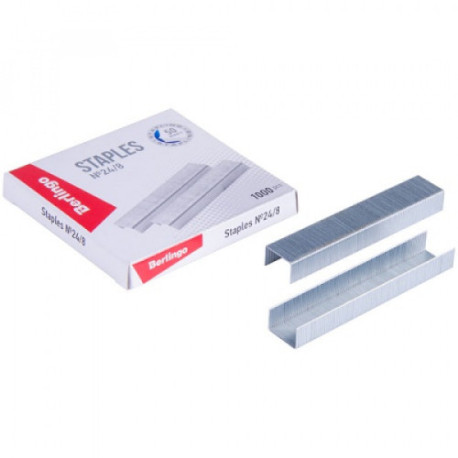 Скобы для степлера №24/8 Berlingo, оцинкованные, 1000шт.