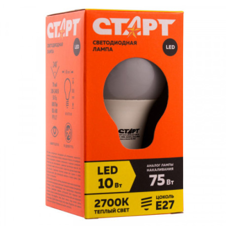 Лампа светодиодная Старт ECO LED GLS E27, 10W30