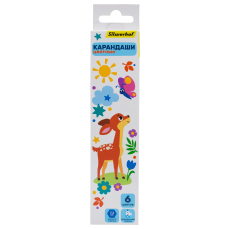 Карандаши цв. Silwerhof Веселые друзья шестигран. 6цв. коробка/европод.