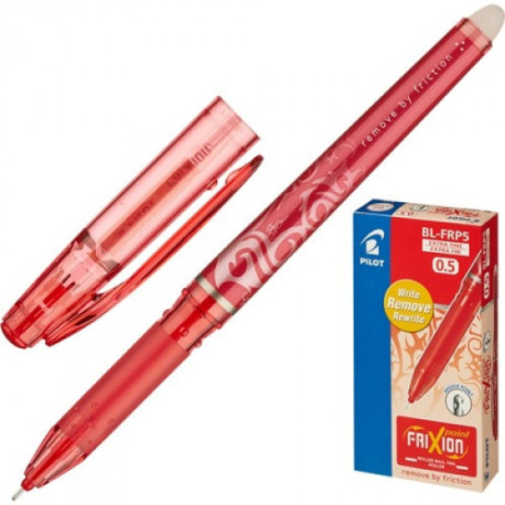Ручка стирающаяся гелевая Pilot BL-FRP5 Frixion Рoint красная с резиновой манжеткой 0,25 мм