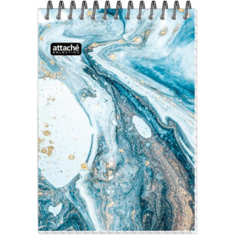 Блокнот А6,80 л,кл,греб,карт.обл+УФ-лак Attache Selection FluidСеро-Голуб