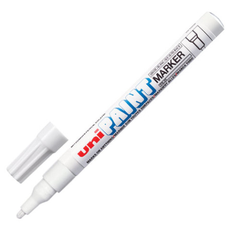 Маркер-краска лаковый (paint marker) UNI "Paint", 0,8-1,2 мм, БЕЛЫЙ, нитро-основа, алюминиевый корпус, PX-21(L) WHITE